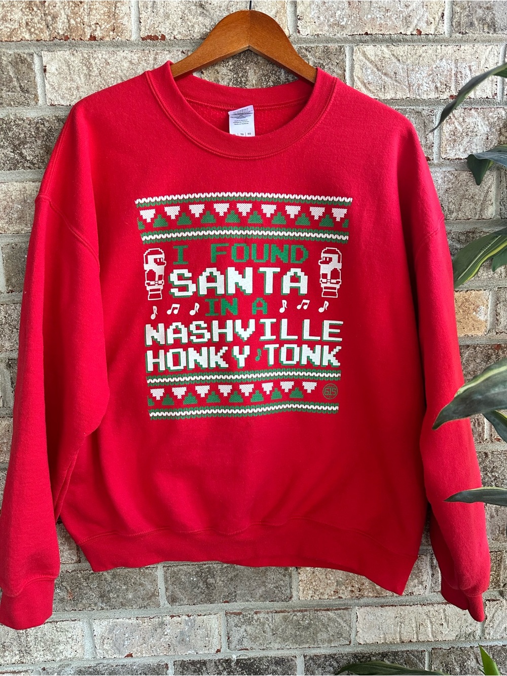 Red Christmas Ugly Sweatshirt - 'I Found Santa in a Nashville Honky Tonk' SM